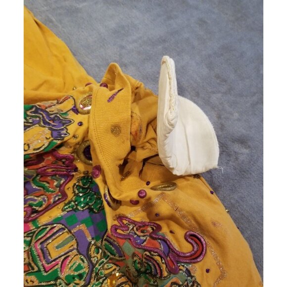 Vintage KWBL Los Angeles Mock Neck Mirror Paint Metallic Top 3/4 Sleeve Mustard - Picture 5 of 7